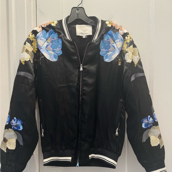 Black Phillip Lim Floral Bomber Jacket Size 0 - Picture 5 of 5